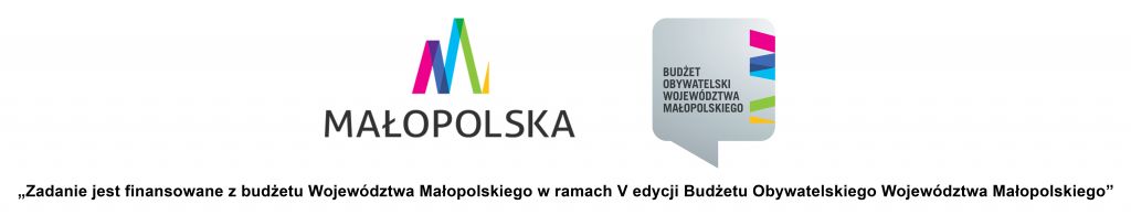 logo małopolski i logo Budżetu Obywatelskiego wraz z informacją, że zadanie finansowane z budżetu Województwa Małopolskiego