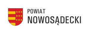 logo powiatu nowosądeckiego, czerwono żółte na białym tle